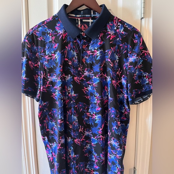 Mens Au Noir Floral All Over Print Golf Polo Shirt XL - Picture 4 of 10